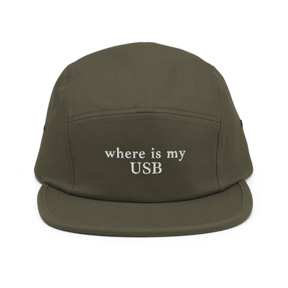 where is my USB - Five Panel Cap